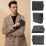 LUFFLOK Black Leather Wallet with Coin Pocket
