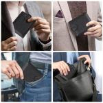 LUFFLOK Black Leather Wallet with Coin Pocket