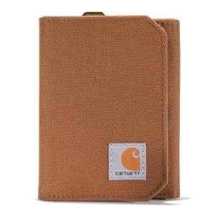 Carhartt Men’s Durable Trifold Wallet - Leather & Canvas