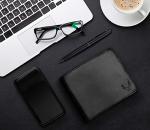 Slim RFID Blocking Men's Wallet in Charcoal Black