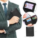 Men's RFID Blocking Leather Trifold Wallet - Black