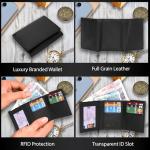 Men's RFID Blocking Leather Trifold Wallet - Black