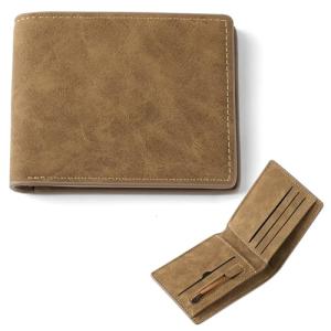 Minimalist Brown PU Bifold Wallet for Men & Women