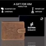 Brown Distressed Leather Wallet for Men with RFID Blocking