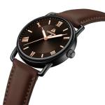 Men’s Waterproof Analog Leather Watch - Dark Brown