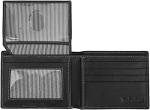 Timberland Men's Black Leather Wallet with Flip Pocket