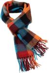 Soft Wool Touch Plaid Scarf with Tassels - Orange