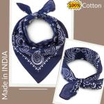 Blue Cotton Bandanas for Everyone - Navy Paisley