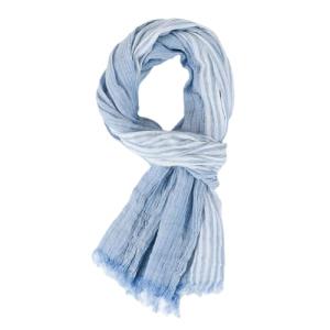 Men's Light Blue Striped Cotton Linen Scarf