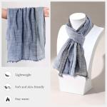 Men's Soft Cotton Linen Scarf - Navy Black