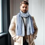 Men's Soft Cotton Linen Scarf - Navy Black