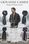 Giovanni Cassini Men's Striped Winter Scarf - Turquoise Grey