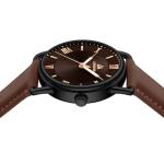 Men’s Waterproof Analog Leather Watch - Dark Brown