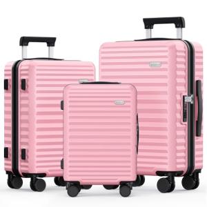 SHOWKOO 3-Piece Expandable Hard Shell Suitcase Set