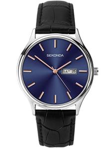 Sekonda Blue and Rose-Gold Leather Watch 1701
