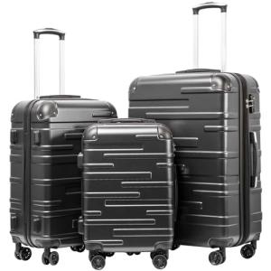 Coolife 3-Piece Hard Shell Suitcase Set