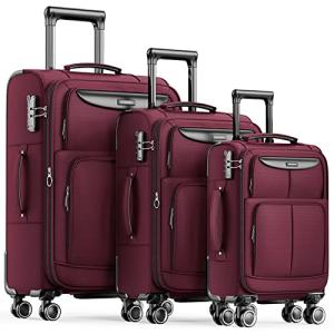 SHOWKOO 3-Piece Lightweight Expandable Luggage Set