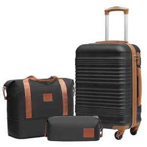 COOLIFE 20-Inch 3-Piece Luggage Set with Accessories