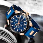 LIGE Men's Waterproof Chronograph Blue Wrist Watch