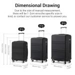 Kono Lightweight Black Hard Shell Travel Suitcase