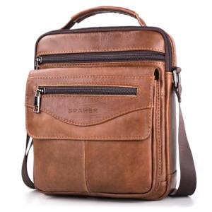 Brown Waterproof Leather Men’s Messenger Bag