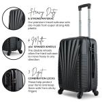 SA Products Black Hardshell Cabin Suitcase with Wheels