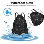Waterproof Drawstring Gym Bag with Pocket - Black