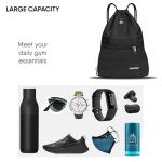 Waterproof Drawstring Gym Bag with Pocket - Black