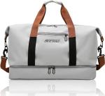 Grey Gym Bag with Shoe Compartment and Wet Pockets