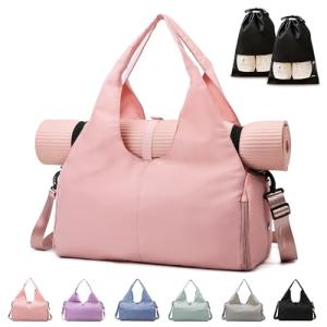 Pink Waterproof Yoga and Gym Bag with Shoe Compartments