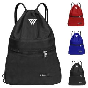 Waterproof Drawstring Gym Sack Backpack - Jet Black