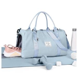 Sky Blue Sports Duffle Bag with Shoe Compartment