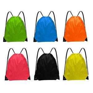 Multicolor Waterproof Drawstring Gym Bags - 6 Pack