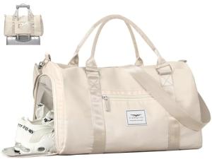 FIORETTO Women's Sports Duffle Bag with Shoe Compartment
