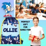 Personalized Sonic the Hedgehog Drawstring Bag for Kids