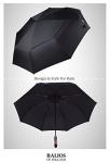 Auto Open Black Folding Umbrella with Wood Handle