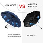 JIGUOOR Windproof Strong Umbrella - Compact, Light, Automatic, Portable - Wind Resistant, Folding Backpack Auto Open/Close 12 Ribs Umbrella for Rain - Men and Women (Navy Blue)