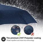 JIGUOOR Windproof Strong Umbrella - Compact, Light, Automatic, Portable - Wind Resistant, Folding Backpack Auto Open/Close 12 Ribs Umbrella for Rain - Men and Women (Navy Blue)