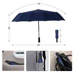 JIGUOOR Windproof Strong Umbrella - Compact, Light, Automatic, Portable - Wind Resistant, Folding Backpack Auto Open/Close 12 Ribs Umbrella for Rain - Men and Women (Navy Blue)