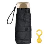 Compact Black Mini Umbrella with Gold Handle
