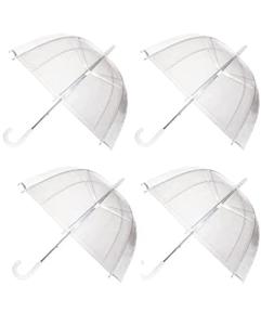 Clear Wedding Umbrella with White Handle - 4 Pack