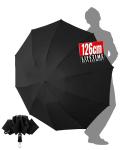 Compact Windproof Black Folding Umbrella for Travel