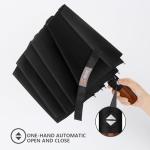 MIKAFEN Windproof Compact Umbrella with Wood Handle