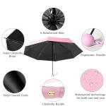 Compact Pink Travel Umbrella - Windproof & UV Protection