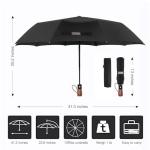 MIKAFEN Windproof Compact Umbrella with Wood Handle
