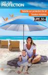 Foldable Blue Beach Umbrella with UV 50+ Protection