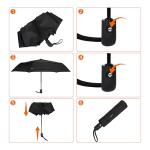 Compact Windproof Travel Umbrella - Black