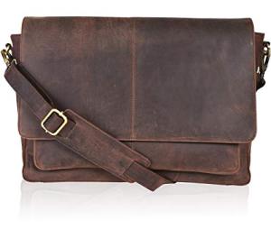 Stylish Brown Leather Messenger Bag for Laptop
