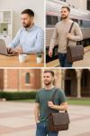 Stylish Brown Leather Messenger Bag for Laptop