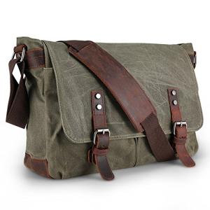 AIZBO Waterproof Army Green Messenger Bag for Laptops
